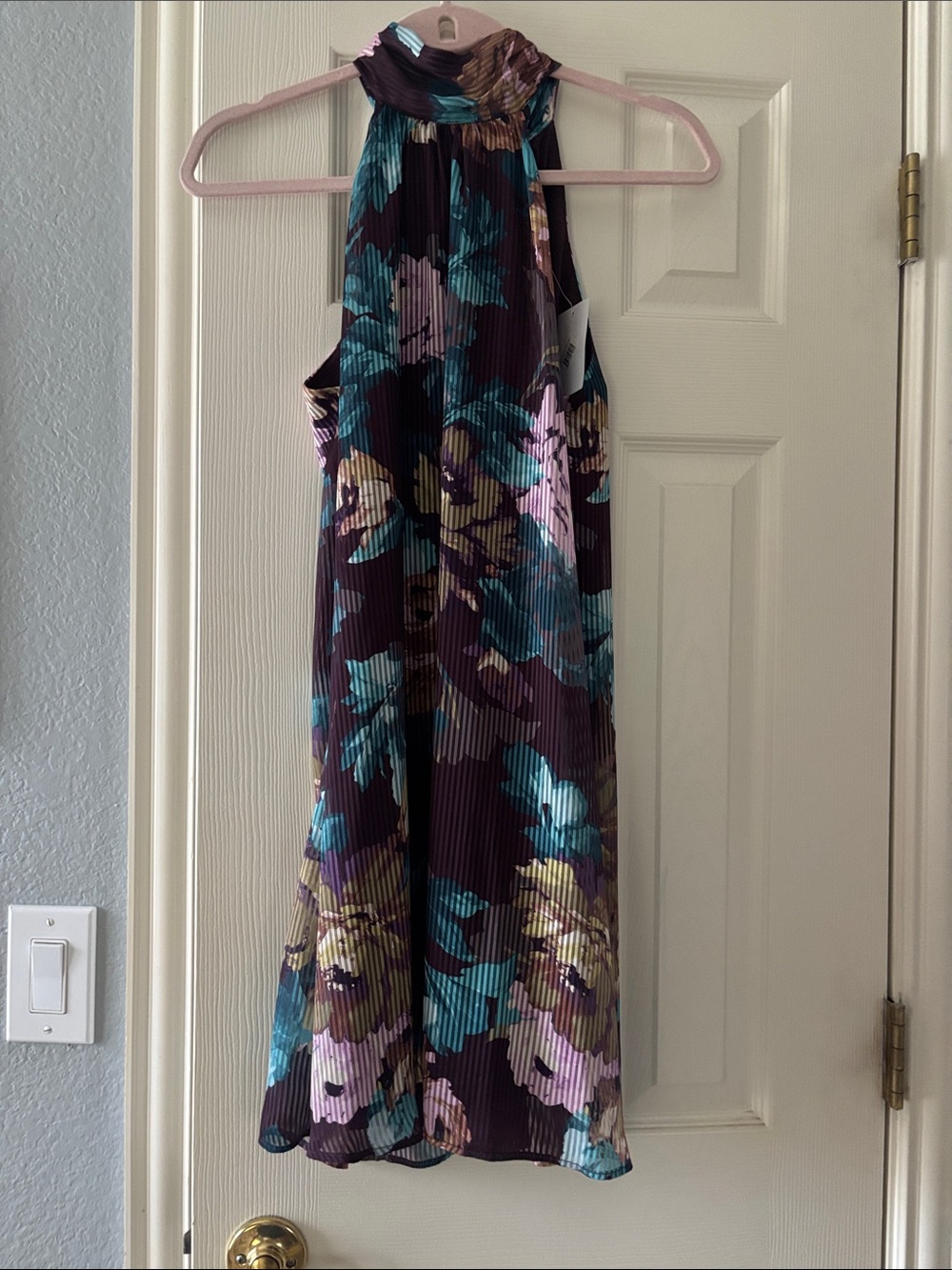 Socialite Floral Halter Dress in Plum, Teal, Lavender